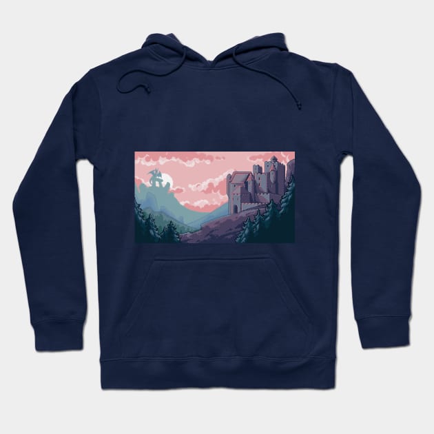 Fantasy Castle At Sunrise - apparel, sticker, case and more Hoodie by Pixel Workshop